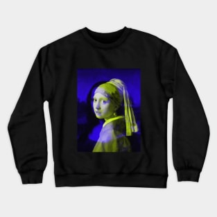 Mona Lisa with a Pearl Earring Interactive Yellow&Blue Filter By Red&Blue Crewneck Sweatshirt